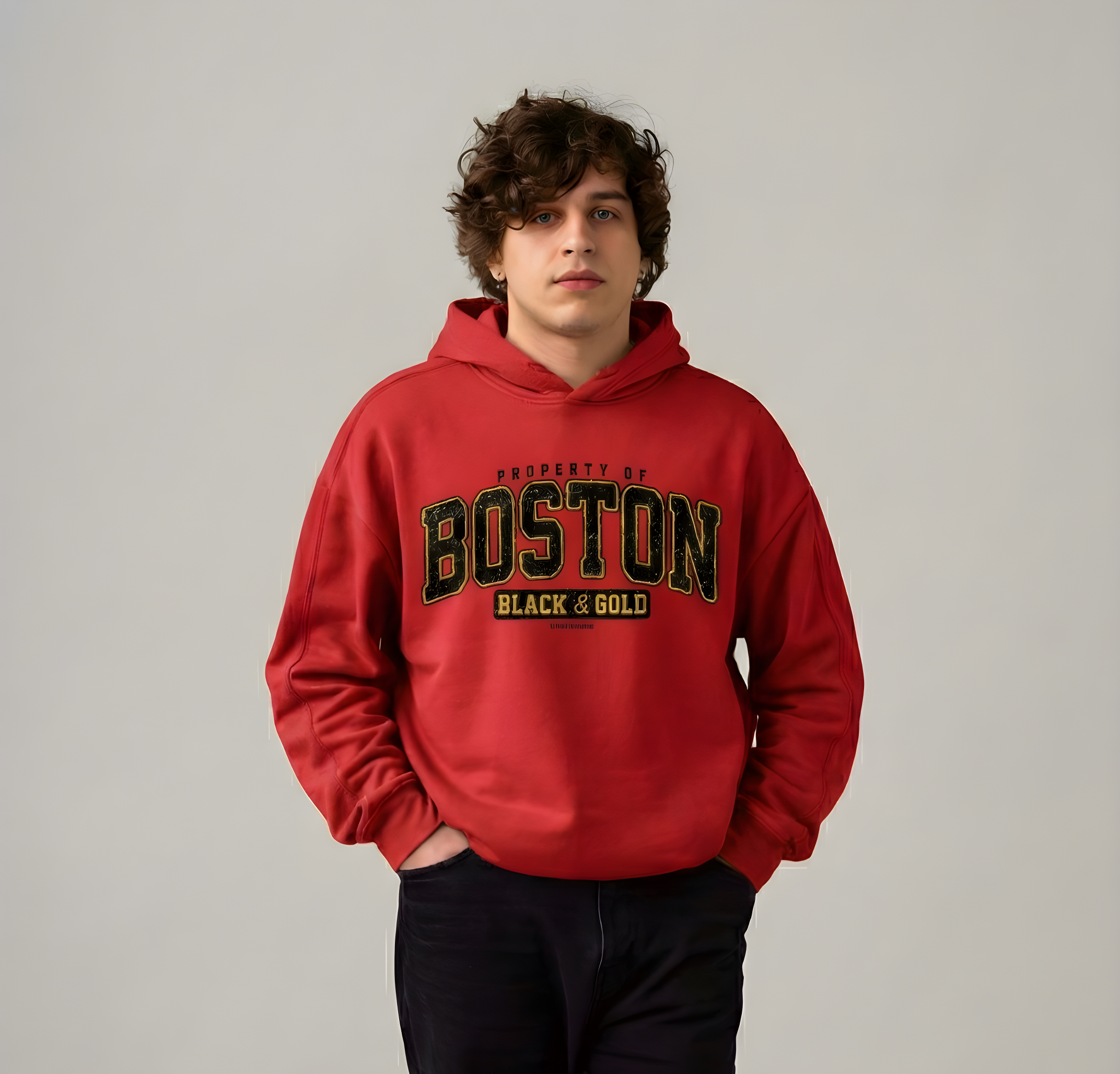 Boston Style  Men's Fleece Hoodie