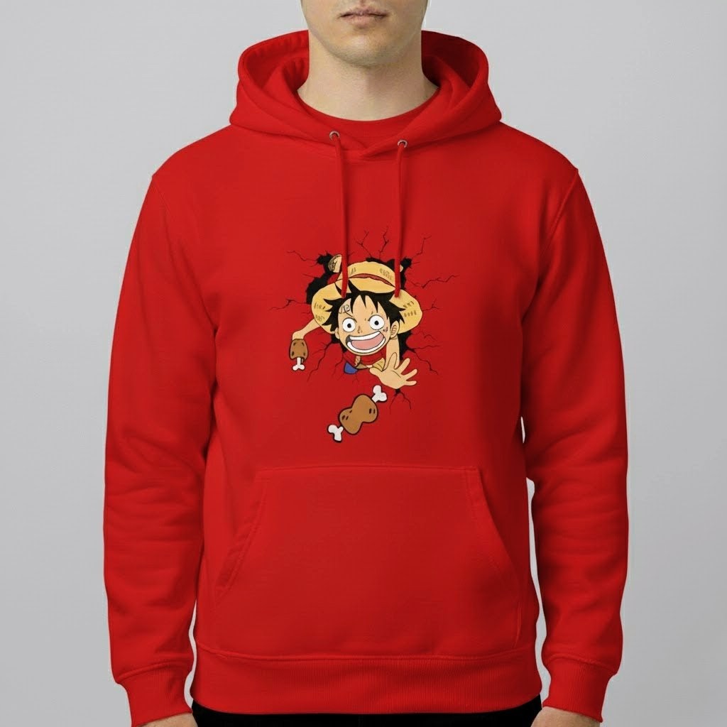 One Piece Luffy Printed Pullover Hoodie – Show Your Pirate Spirit! 🏴‍☠️