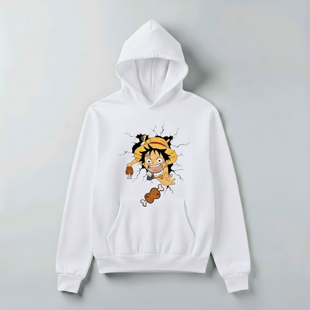 One Piece Luffy Meat Catch Hoodie – Anime Streetwear wear