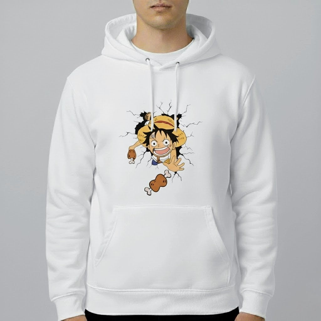 One Piece Luffy Meat Catch Hoodie – Anime Streetwear wear