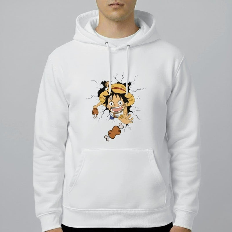 One Piece Luffy Meat Catch Hoodie – Anime Streetwear wear